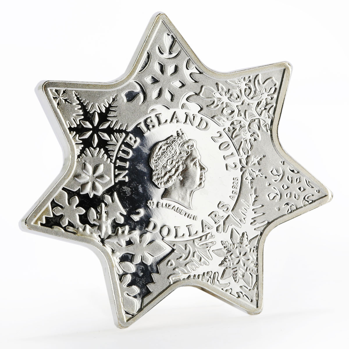 Niue 2 dollars Christmas Star unique shape silver proof coin 2012