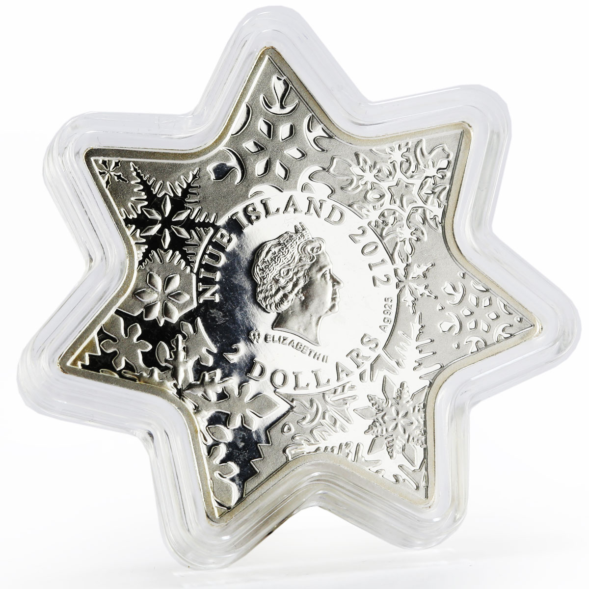 Niue 2 dollars Christmas Star unique shape silver proof coin 2012