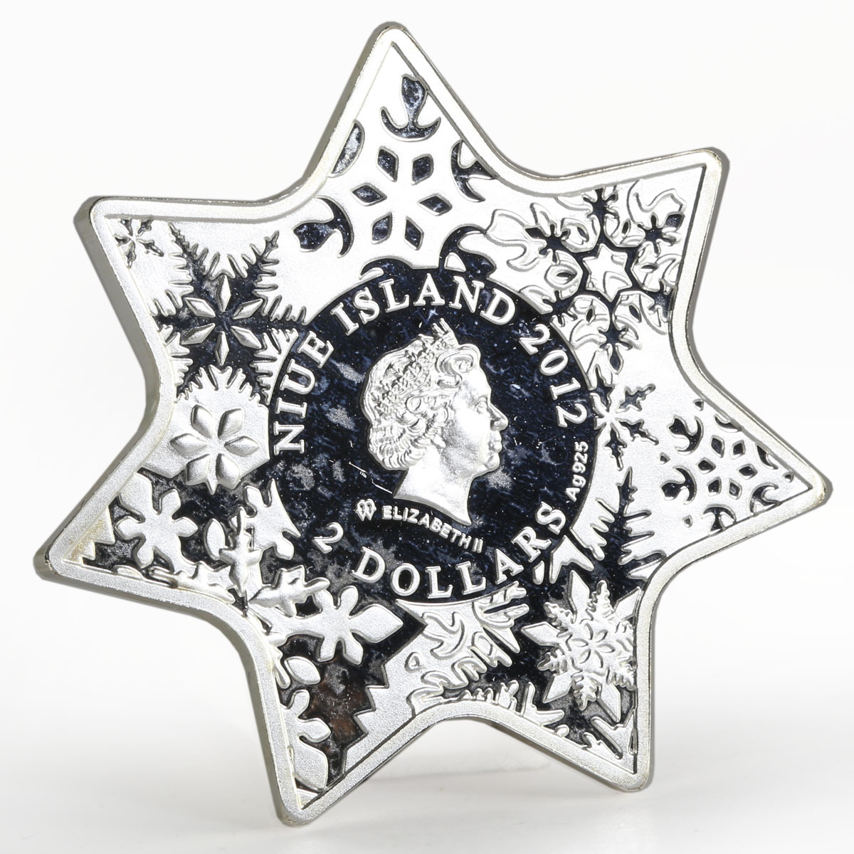 Niue 2 dollars Christmas Star unique shape silver proof coin 2012