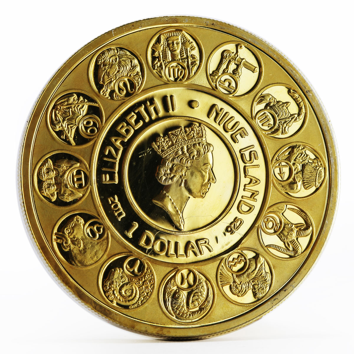 Niue 1 dollar A. Mucha Zodiac Series Taurus gilded silver coin 2011