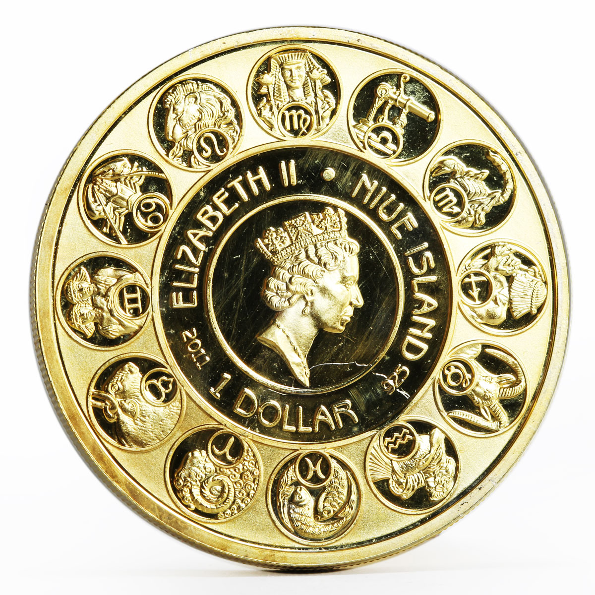 Niue 1 dollar A. Mucha Zodiac Series Taurus gilded silver coin 2011