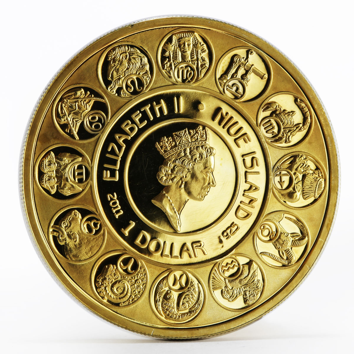 Niue 1 dollar A. Mucha Zodiac Series Libra gilded silver coin 2011