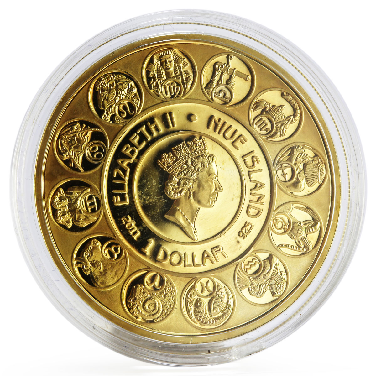 Niue 1 dollar A. Mucha Zodiac Series Libra gilded silver coin 2011