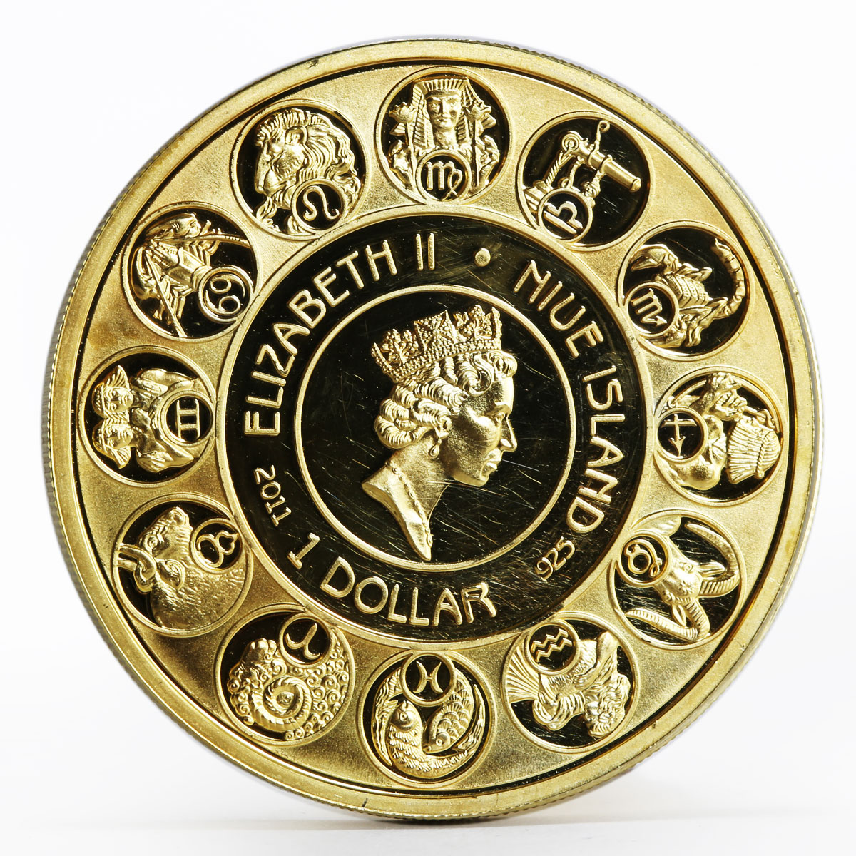 Niue 1 dollar A. Mucha Zodiac Series Libra gilded silver coin 2011