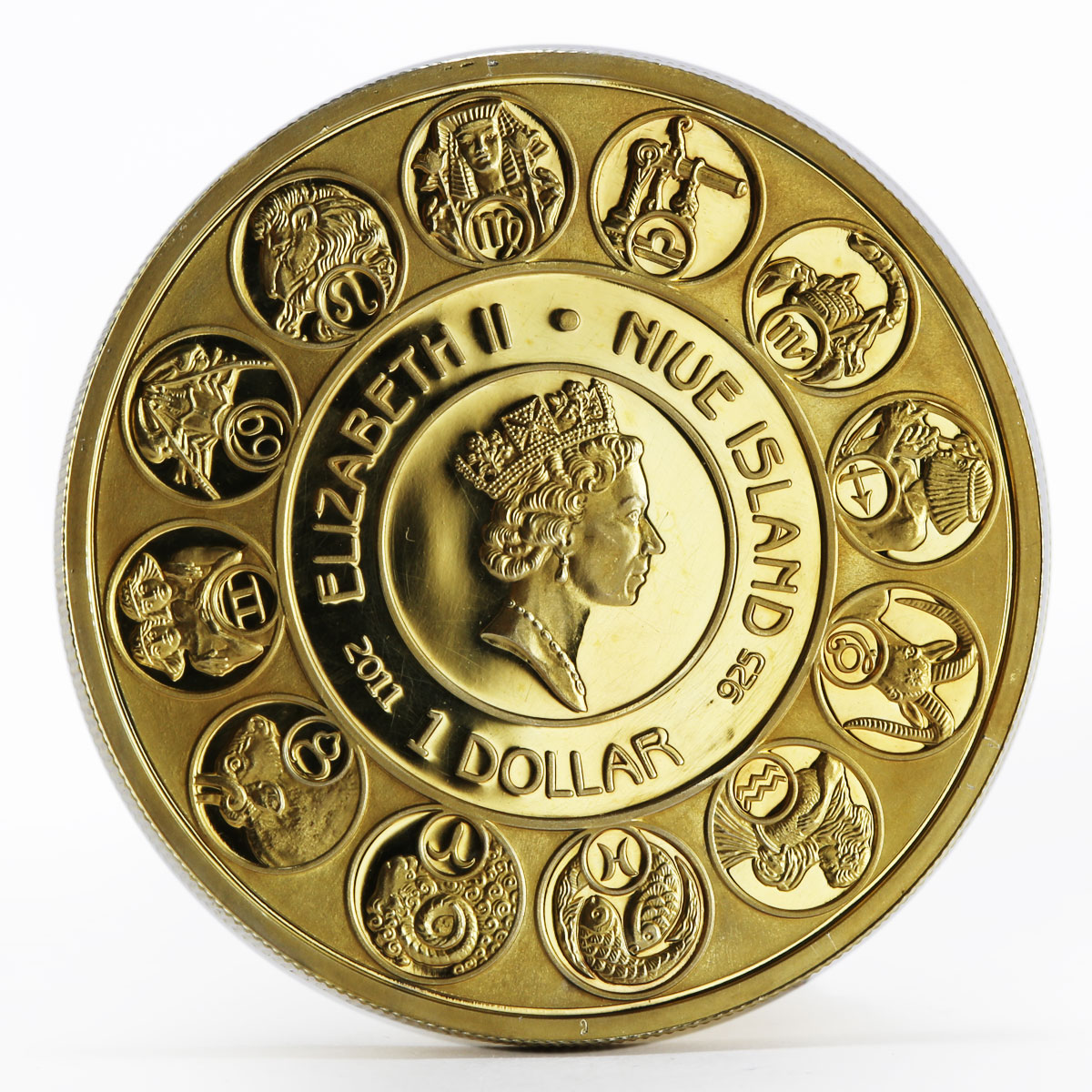 Niue 1 dollar A. Mucha Zodiac Series Leo gilded silver coin 2011