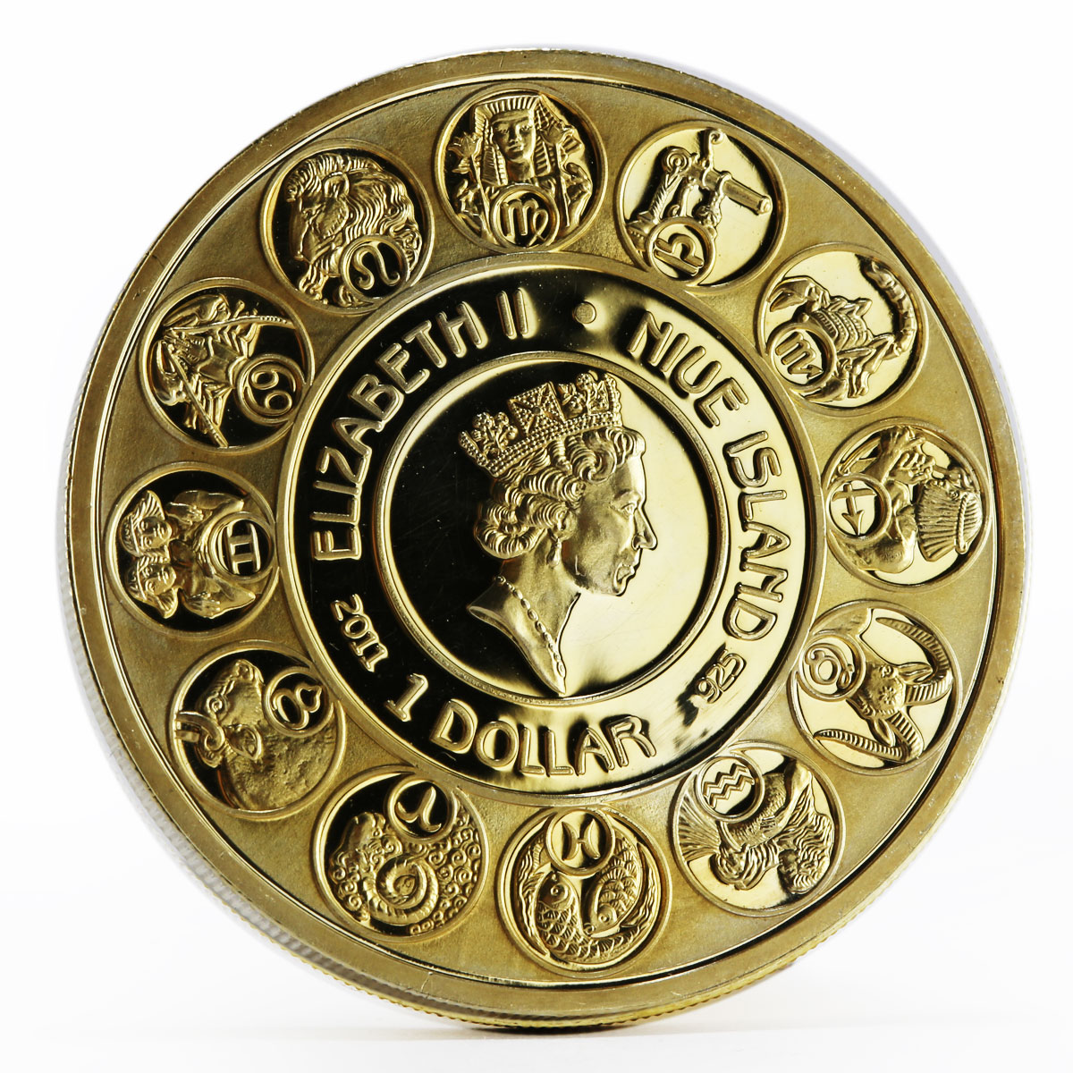 Niue 1 dollar A. Mucha Zodiac Series Gemini gilded silver coin 2011