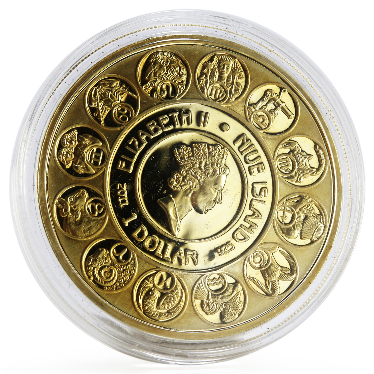 Niue 1 dollar A. Mucha Zodiac Series Gemini gilded silver coin 2011