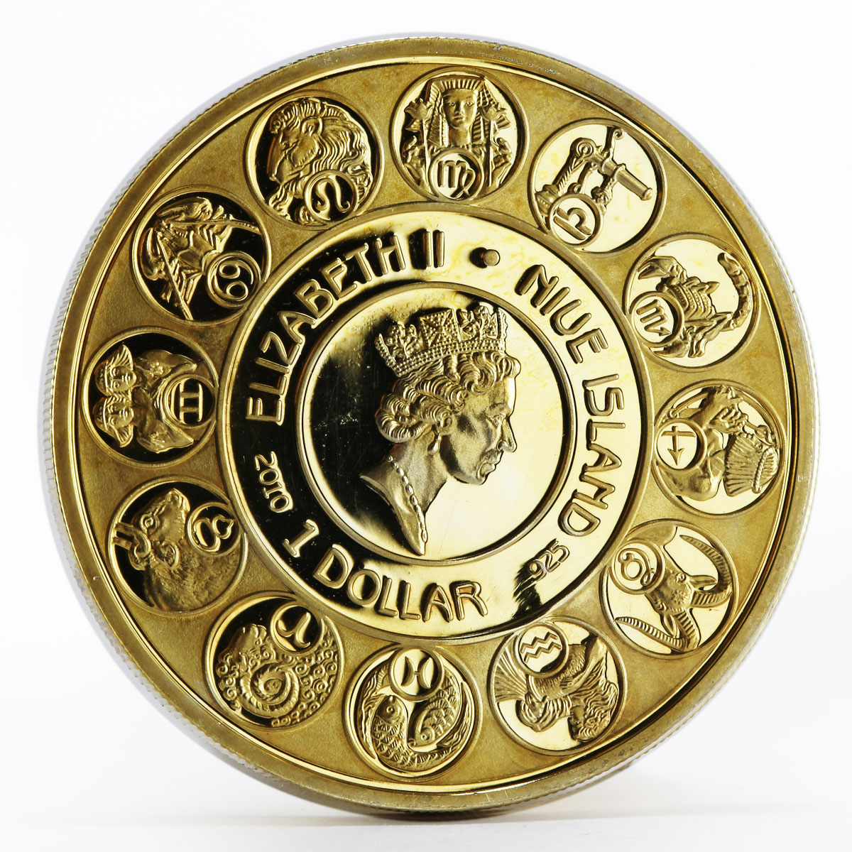 Niue 1 dollar A. Mucha Zodiac Series Capricorn gilded silver coin 2010