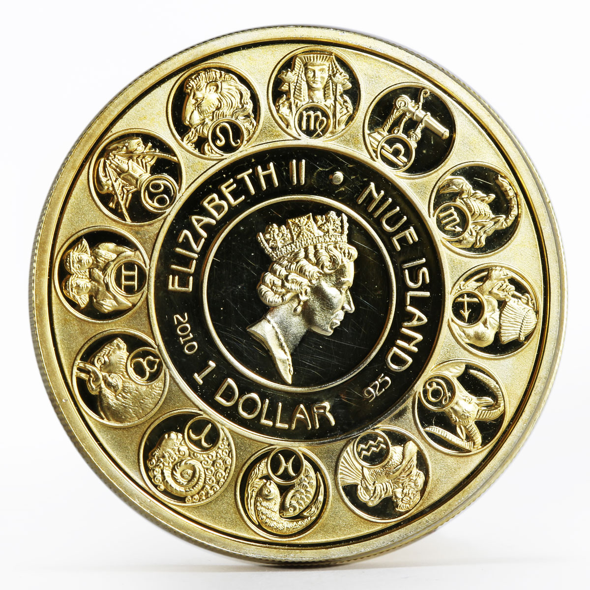 Niue 1 dollar A. Mucha Zodiac Series Capricorn gilded silver coin 2010