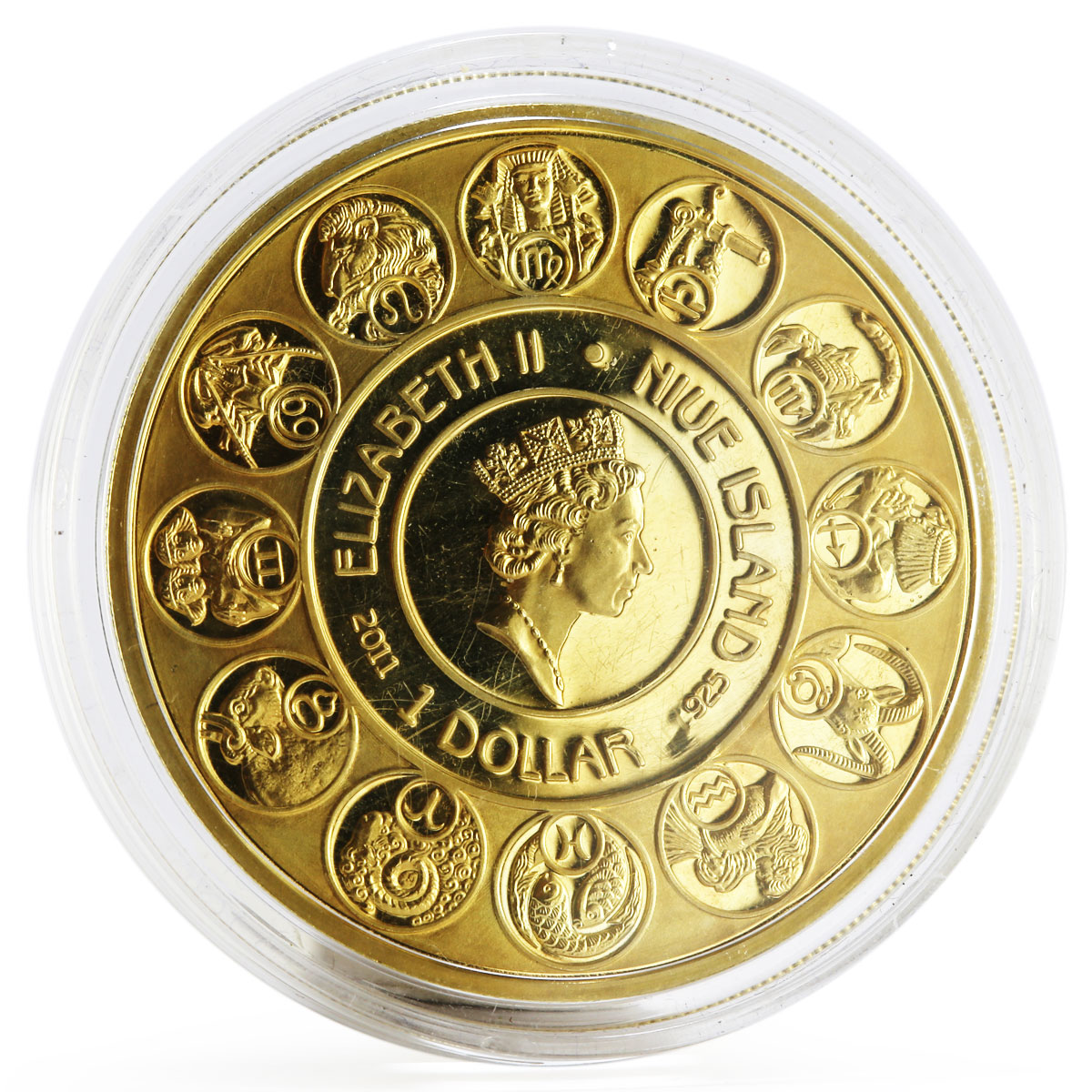 Niue 1 dollar A. Mucha Zodiac Series Cancer gilded silver coin 2011