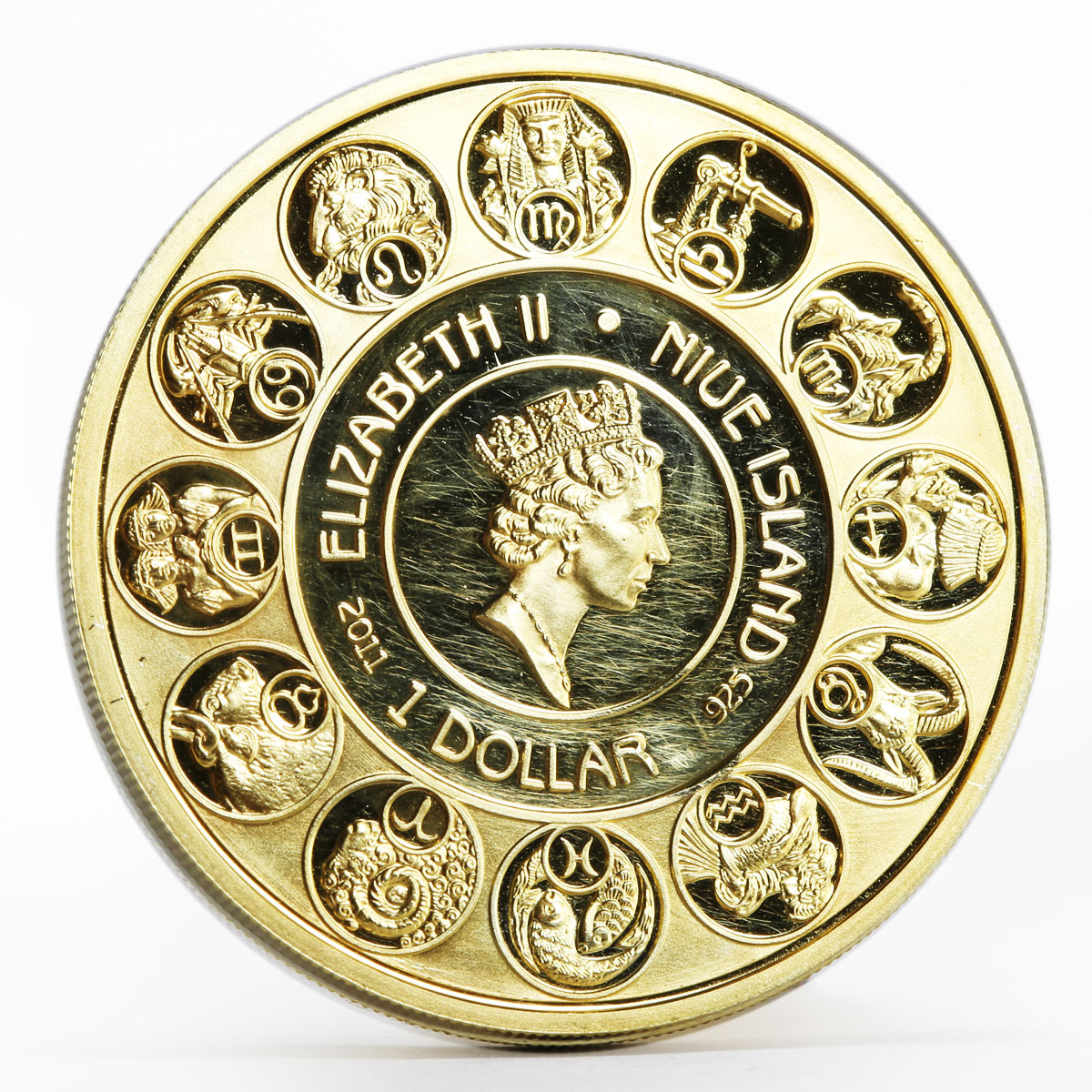 Niue 1 dollar A. Mucha Zodiac Series Cancer gilded silver coin 2011