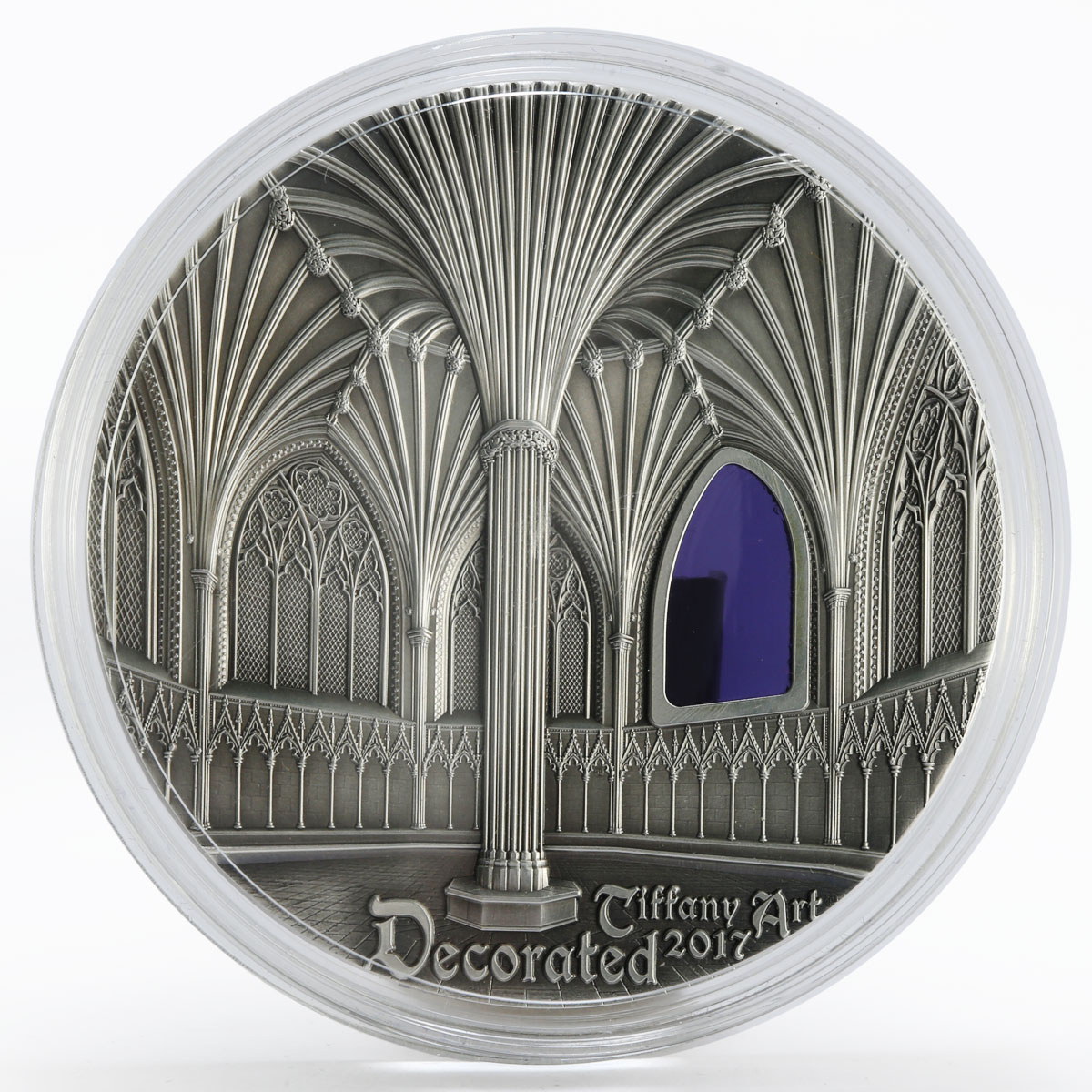 Palau 10 dollars Tiffany Art Wells Cathedral Decorated silver coin 2017