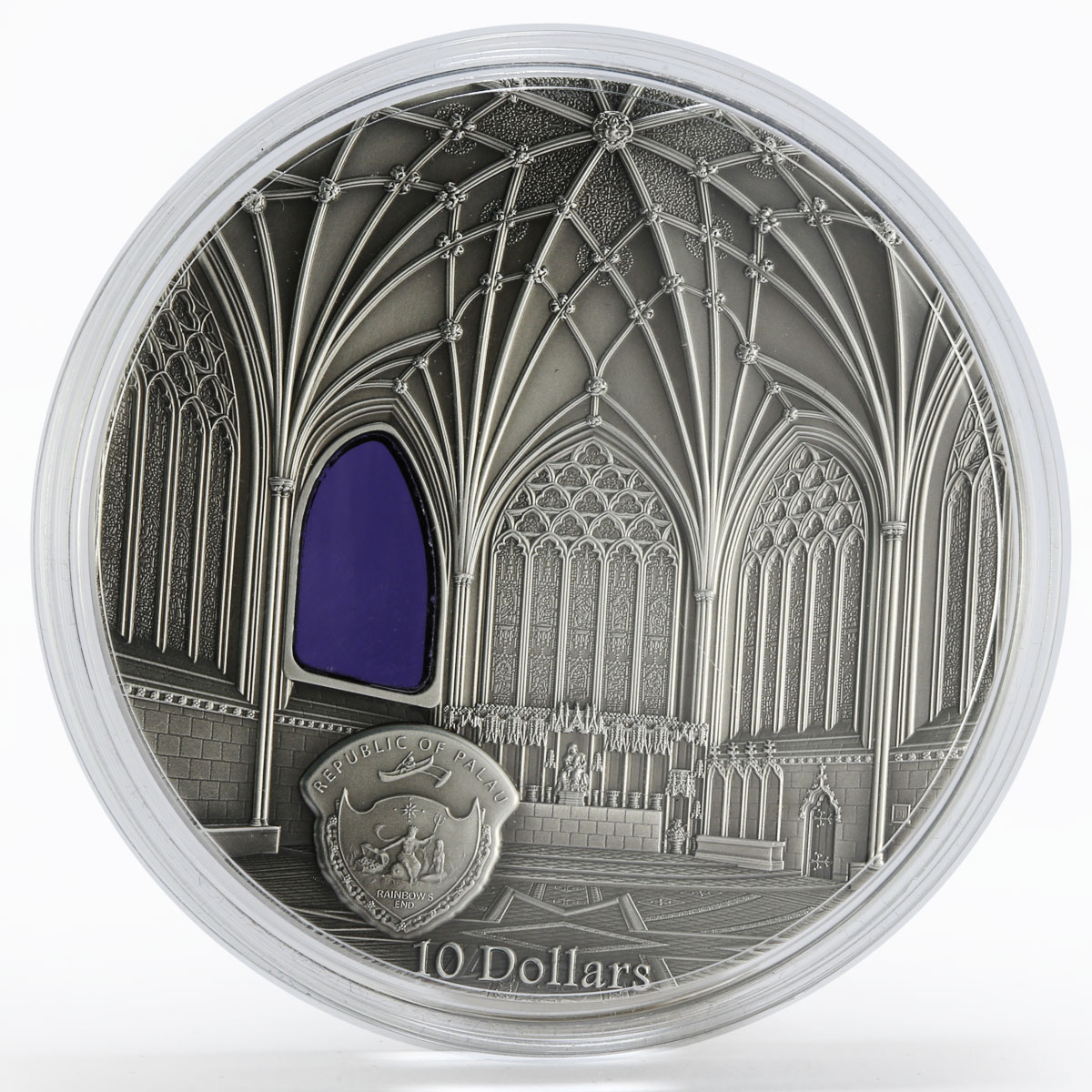 Palau 10 dollars Tiffany Art Wells Cathedral Decorated silver coin 2017