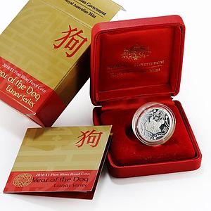 Australia 1 dollar Lunar Series Year of the Dog proof silver coin 2018