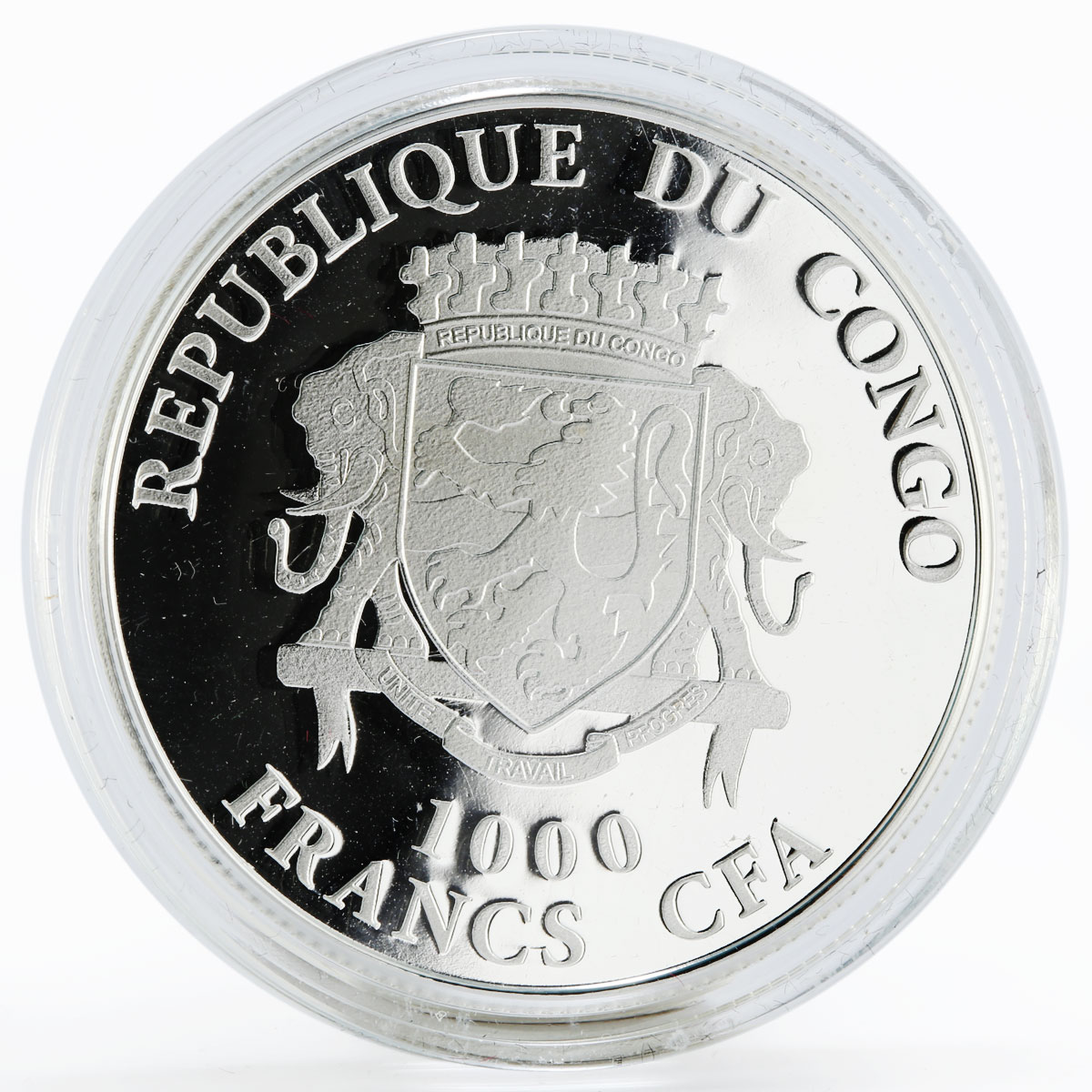 Congo 1000 francs Year of the Goat Lucky Goat colored silver coin 2015