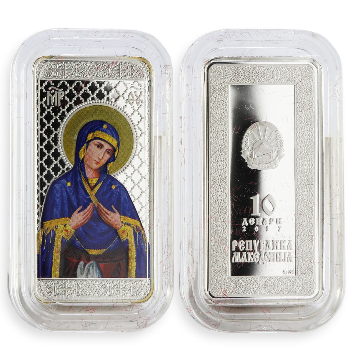Macedonia set of 3 coins Jesus, Mother of God, St. Nicholas colored silver 2017