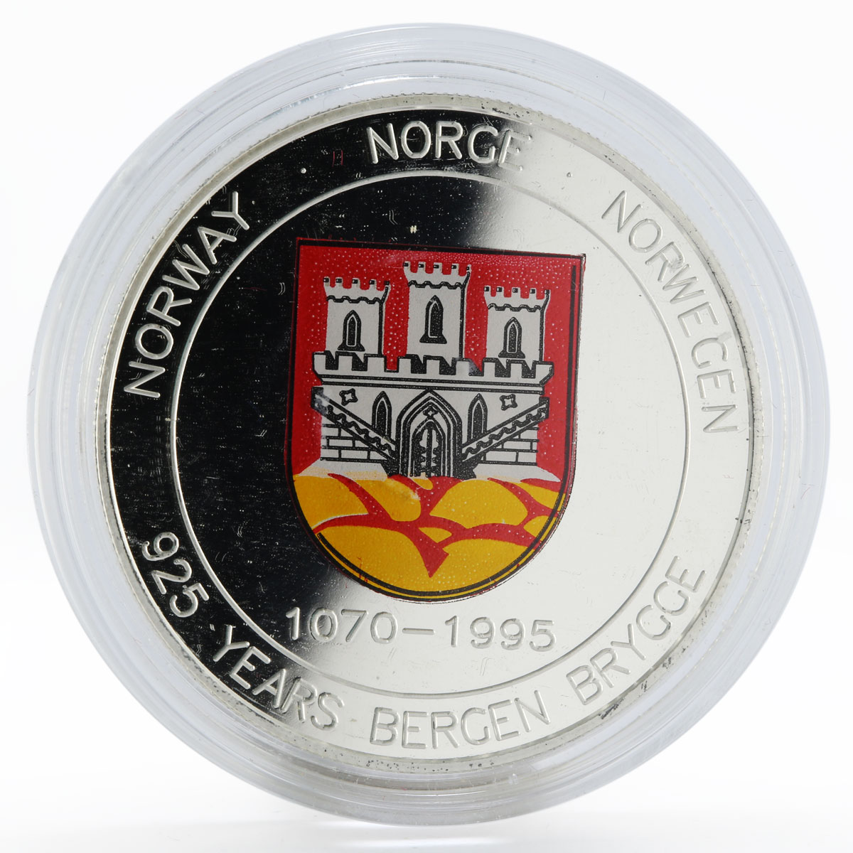 Norway 20 ECU 925 Years of Bergen Brygge Harald V proof silver coin 1994