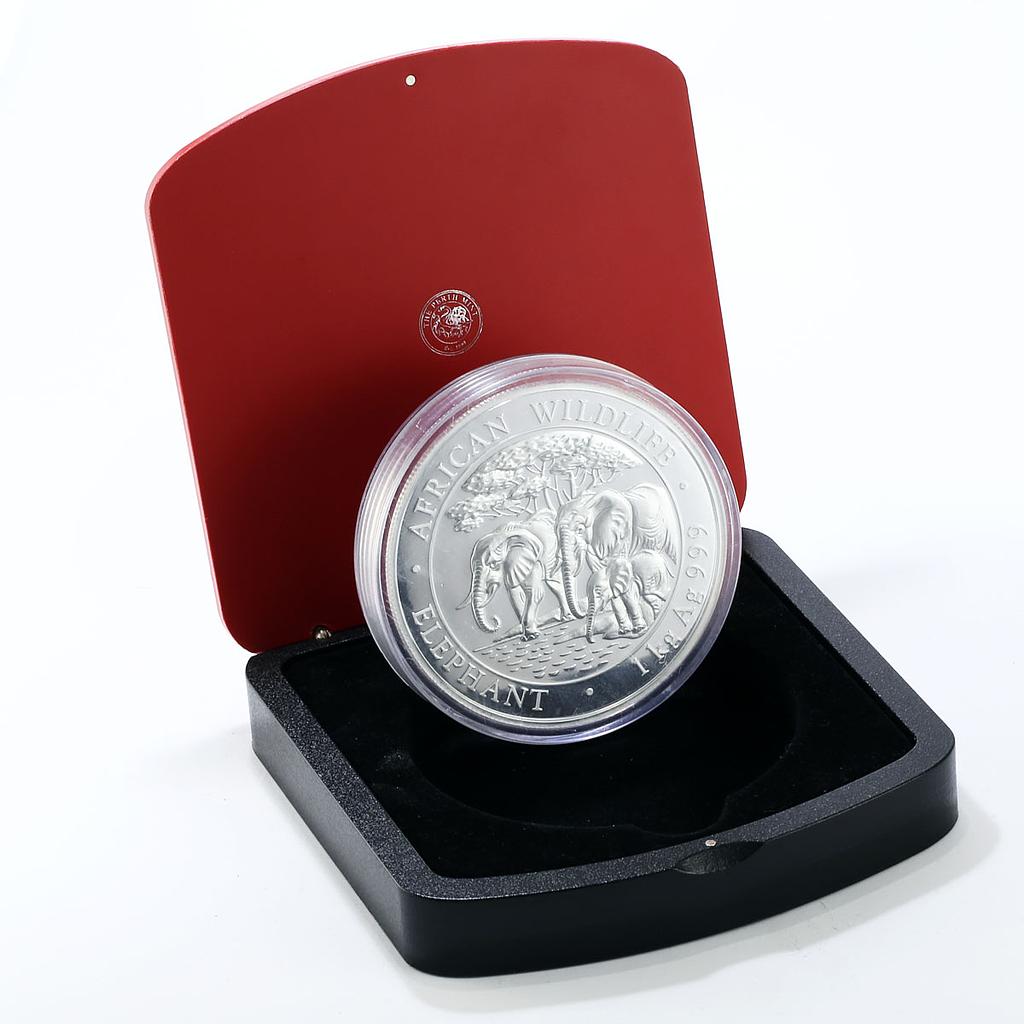 Somalia 2000 shillings African Wildlife Elephant silver coin 1 kilo 2013