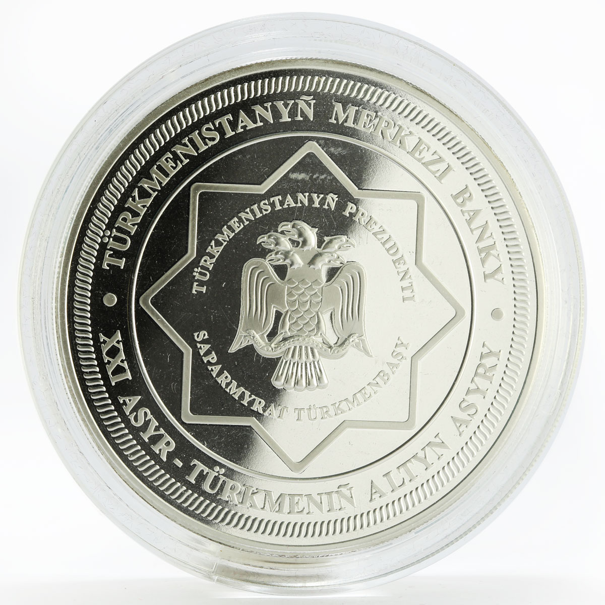 Turkmenistan 500 manat Family tree 65 anniversary of President silver coin 2005