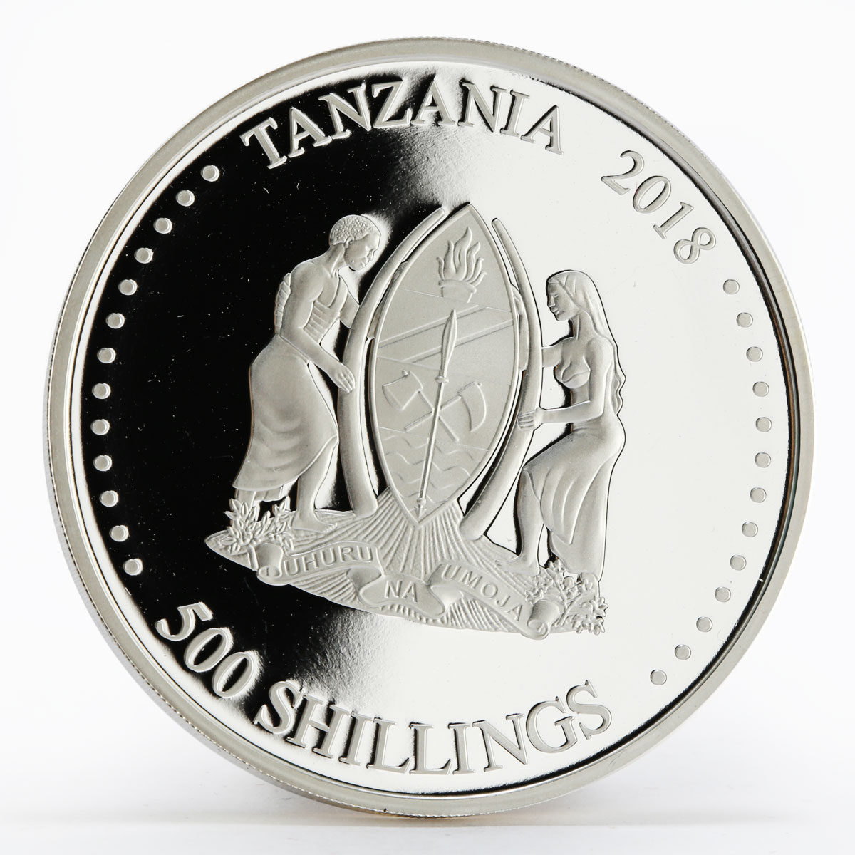 Tanzania 500 shillings Year of the Dog hologram silver coin 2018