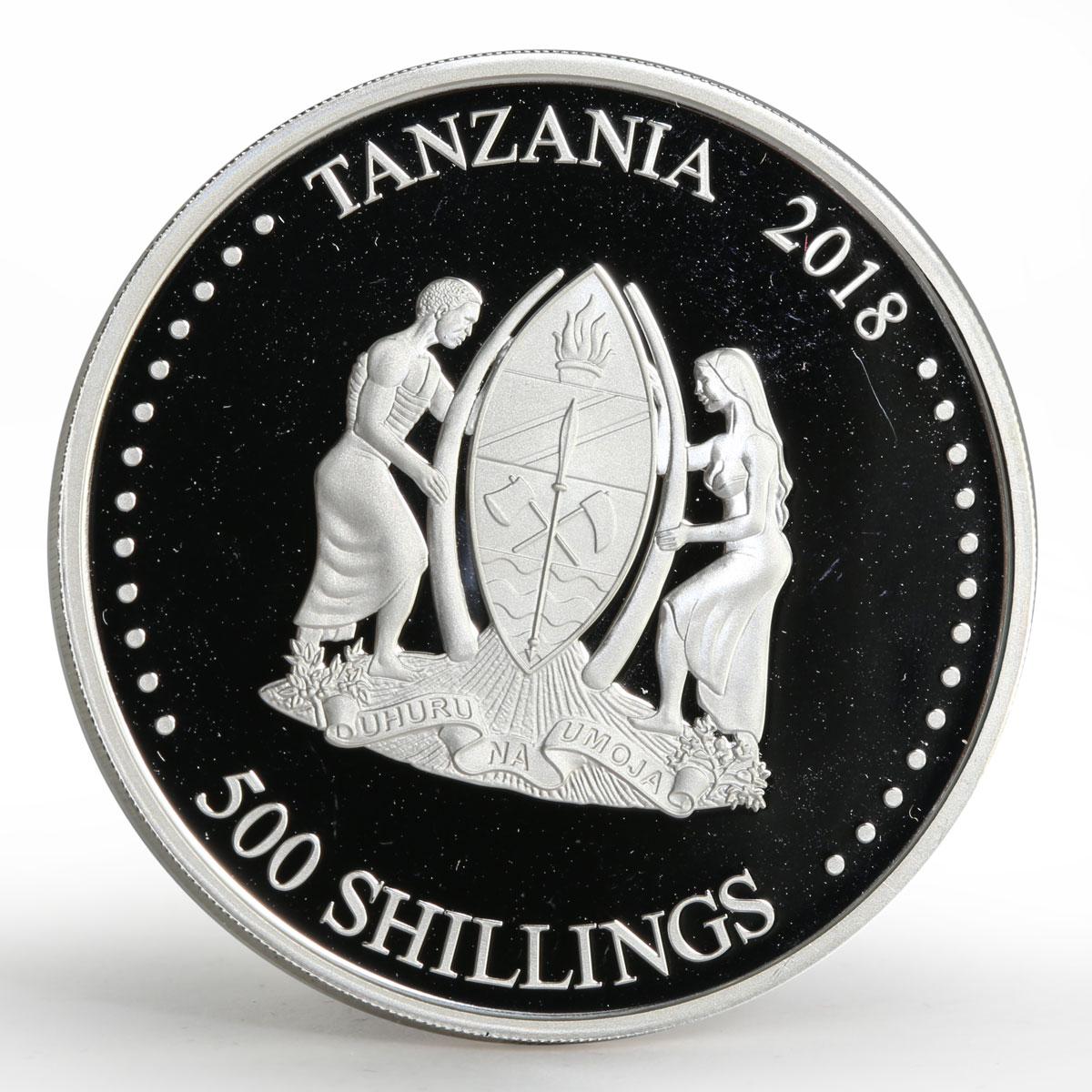 Tanzania 500 shillings Year of the Dog hologram silver coin 2018