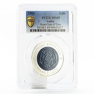 Latvia 1 lats Coin of Time I MS69 PCGS silver niobium coin 2004