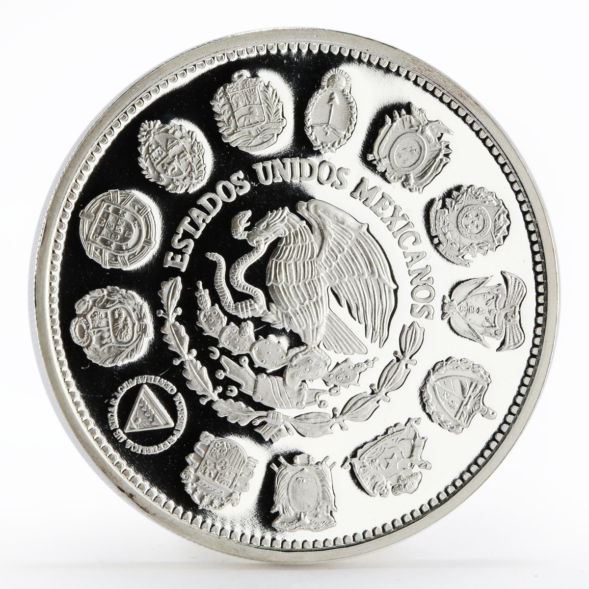 Mexico 100 pesos Ibero-American Series Encounter of Two Worlds silver coin 1991