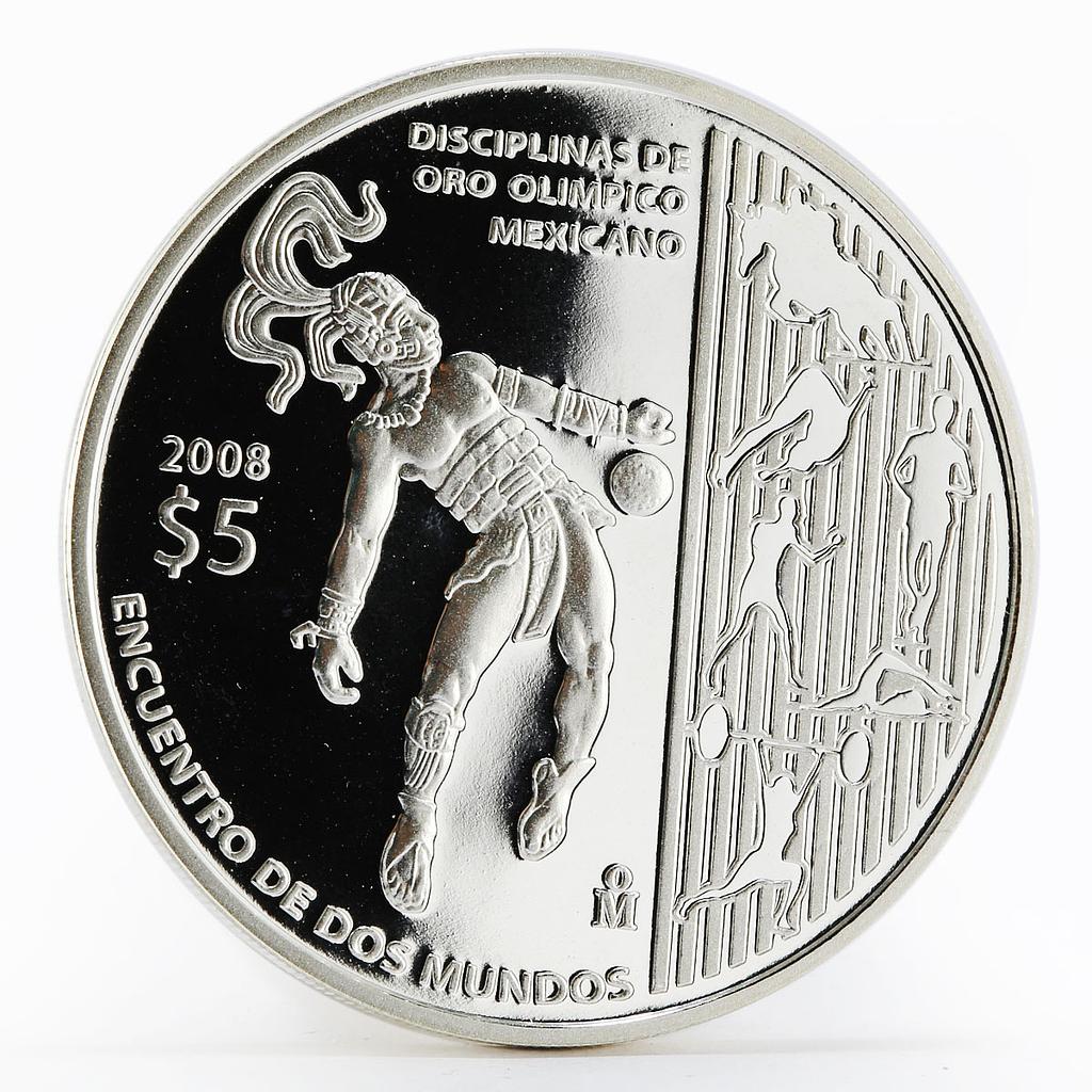 Mexico 5 pesos Beijing Olympic Games series Indian Sports proof silver coin 2008