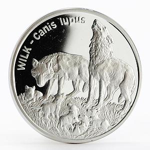 Poland 20 zlotych World Animals series Wolf proof silver coin 1999