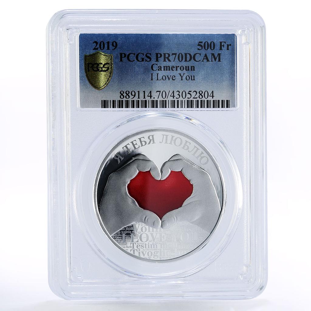Cameroon 500 francs I Love You PR70 PCGS colored proof silver coin 2019