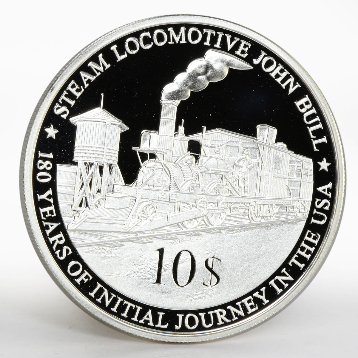 Fiji 1 dollar John Bull Steam Locomotive proof silver coin 2010
