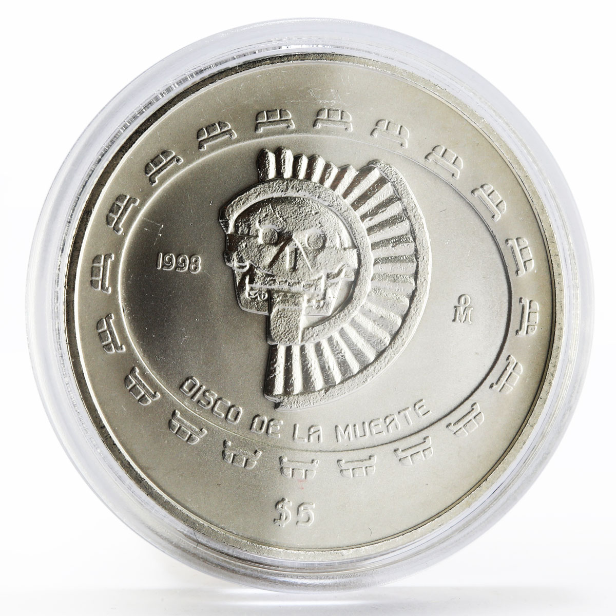 Mexico 5 pesos Disco De La Muerte silver coin 1998