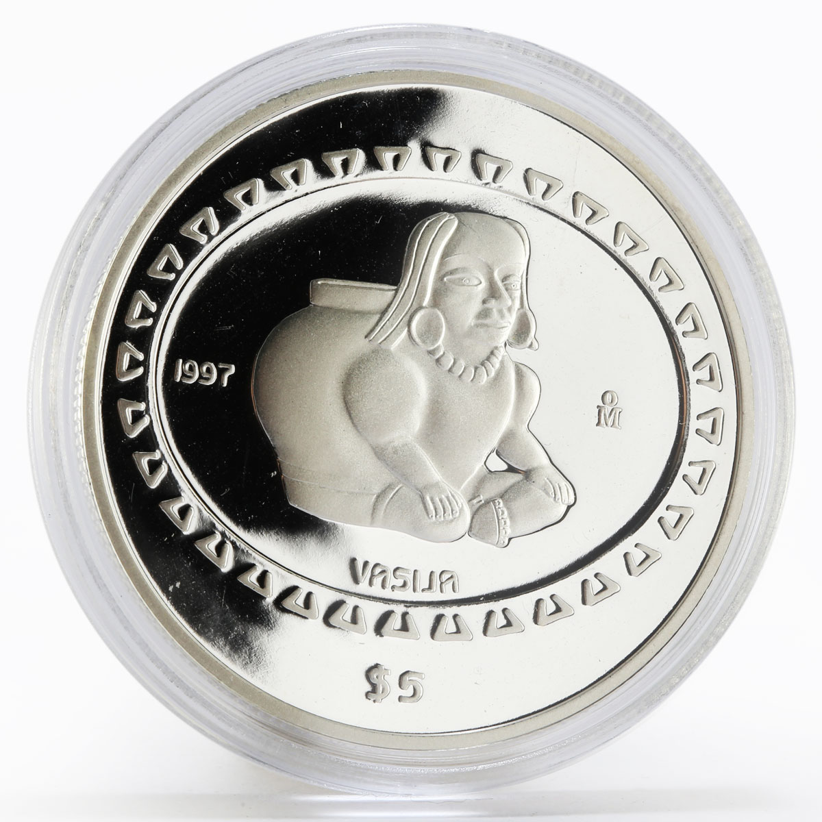 Mexico 5 pesos Teotihuacan Vasija proof silver coin 1997