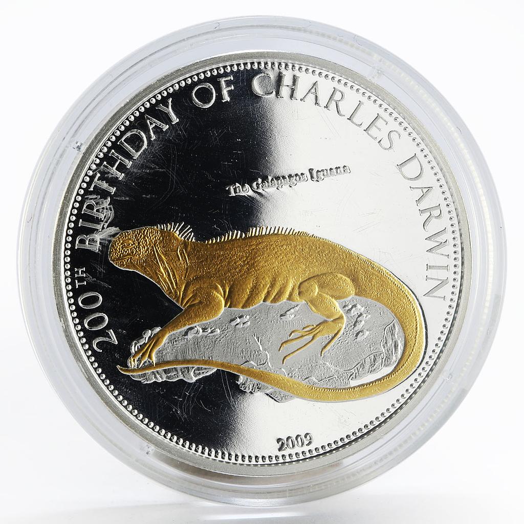 Samoa 10 dollars 200th Birthday of Charles Darwin Iguana proof silver coin 2009