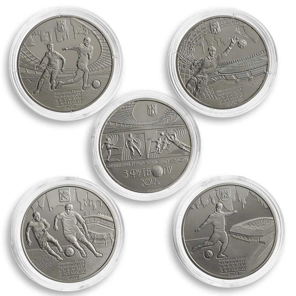 Ukraine 5 hryvnas UEFA Euro 2012 Poland Tournament set of 5 nickel coins 2011