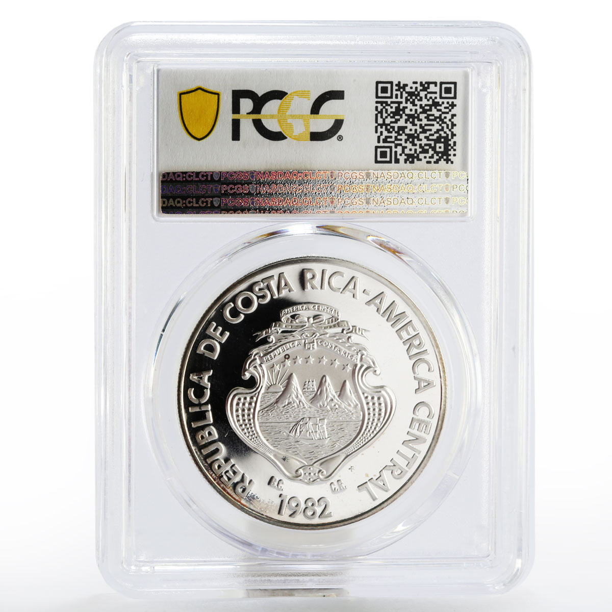 Costa Rica 250 colones Jaguar Head facing silver coin 1982