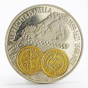 Netherlands Antilles 10 gulden Isabella and Albrecht gilded silver coin 2001