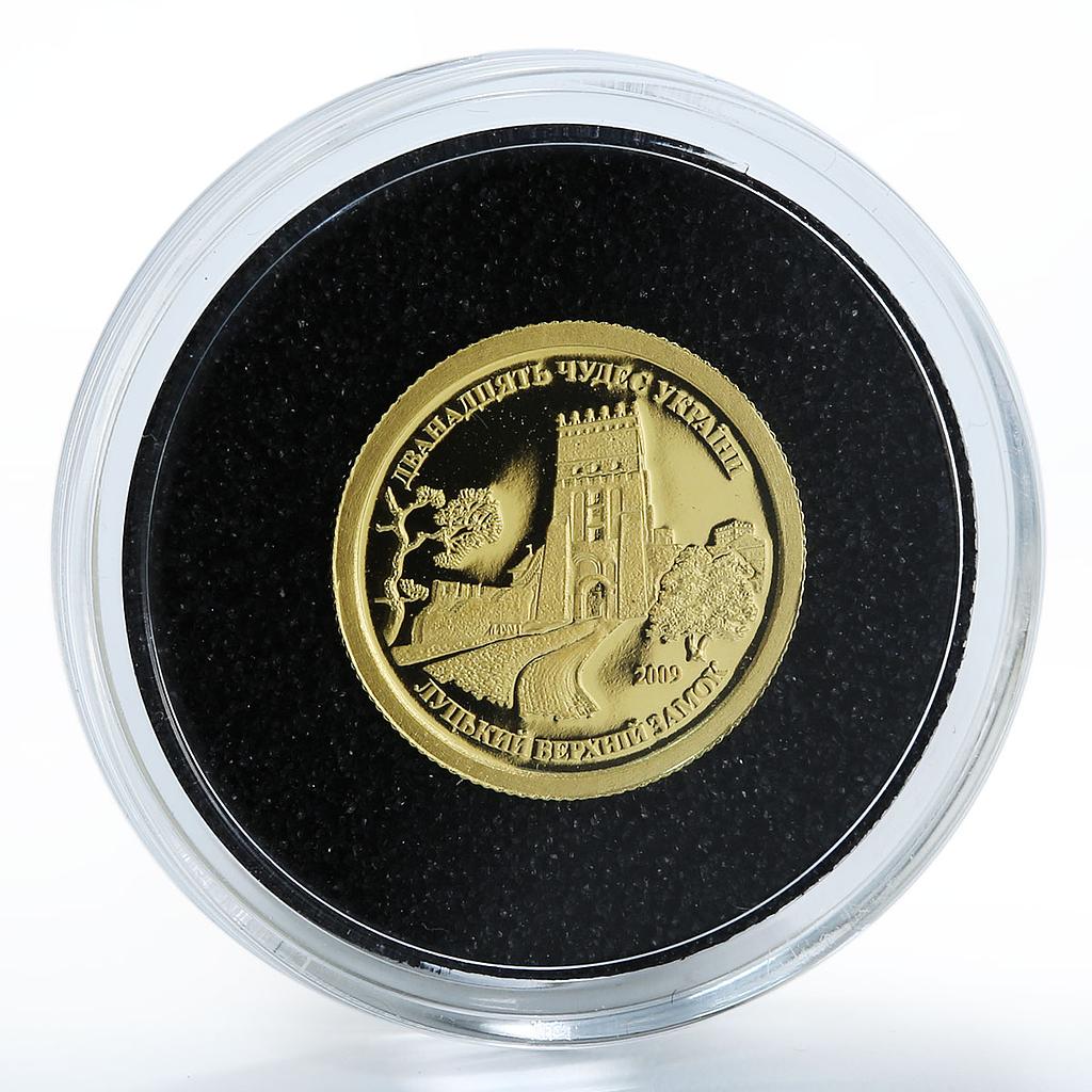 Cook Islands 10 dollars 12 Wonders of Ukraine Lutsk Castle Lubart gold coin 2009