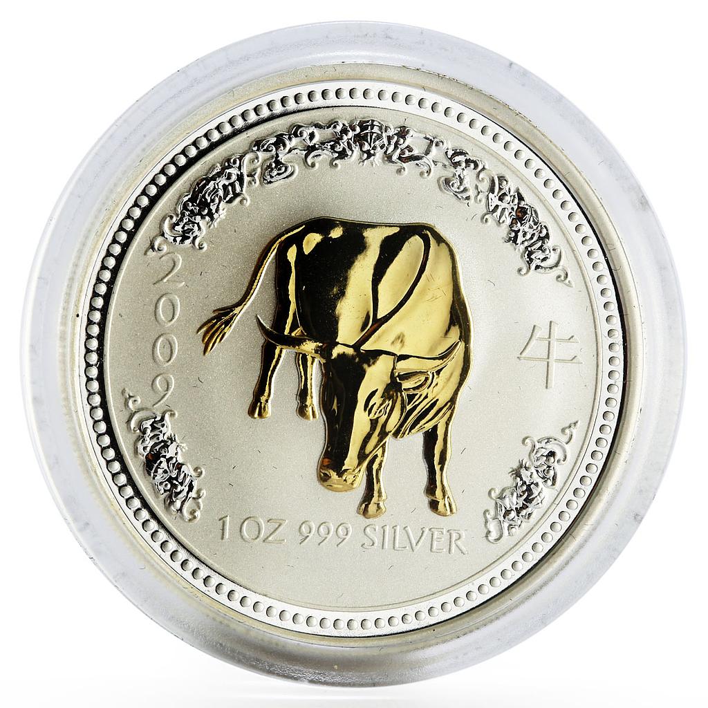 Australia 1 dollar Lunar Calendar I Year of the Ox gilded silver coin 2007