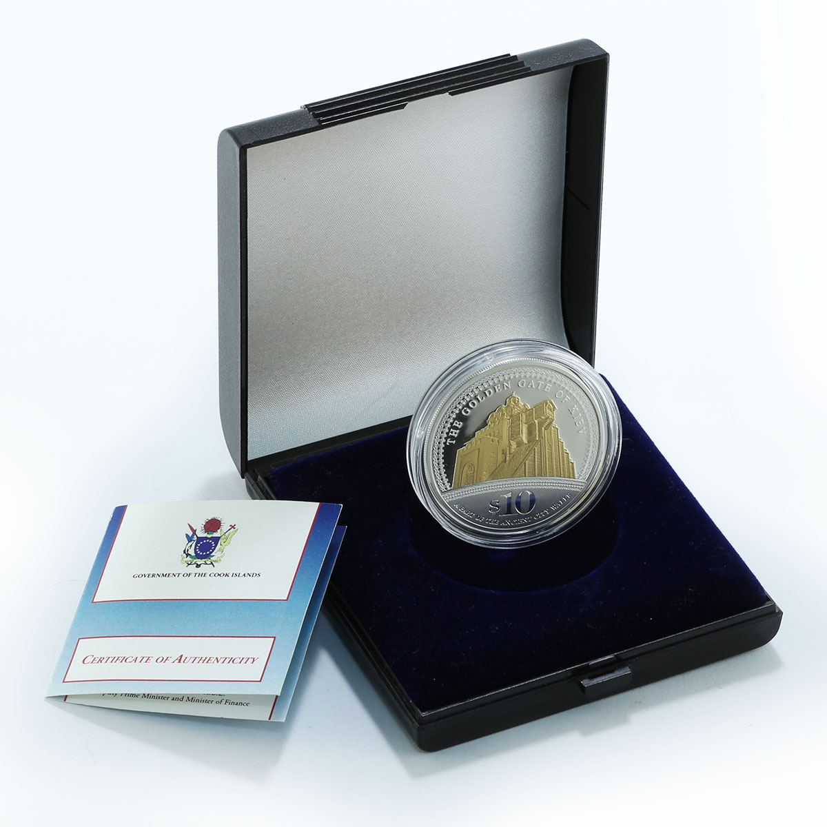 Cook Islands 10 dollars Golden Gate of Kiev Silver Gilded Proof Coin 2009