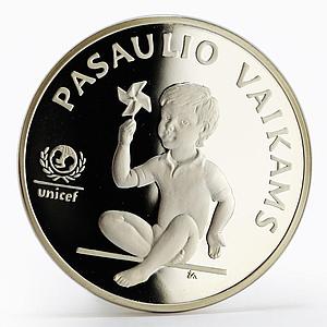 Lithuania 5 litas UNICEF Children of the World proof silver coin 1998