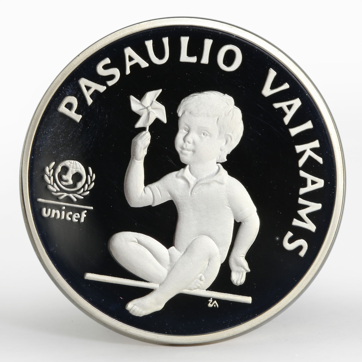 Lithuania 5 litas UNICEF Children of the World proof silver coin 1998