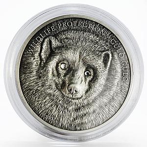 Mongolia 500 togrog Wildlife Protection series Wolverine Gulo silver coin 2007