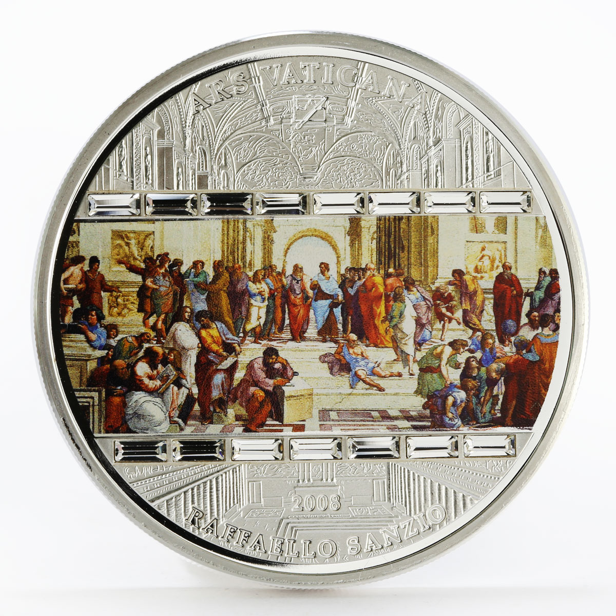 Cook Islands 20 dollars Raffael Santi Art The School of Athens silver coin 2010