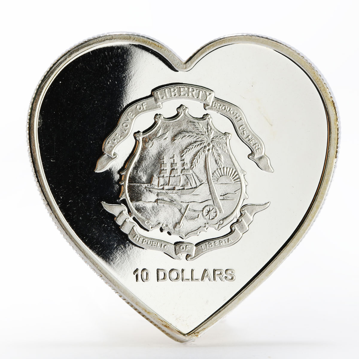 Liberia 10 dollars Endless Love Swans colored proof silver coin 2007