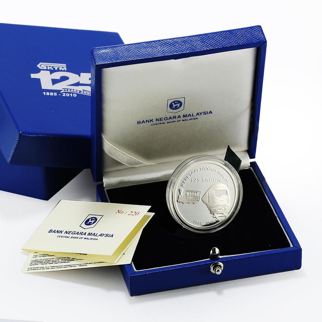 Malaysia 10 ringgit 125th Anniversary of the Malayan Railway silver coin 2010