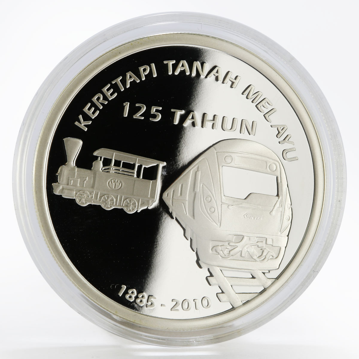 Malaysia 10 ringgit 125th Anniversary of the Malayan Railway silver coin 2010