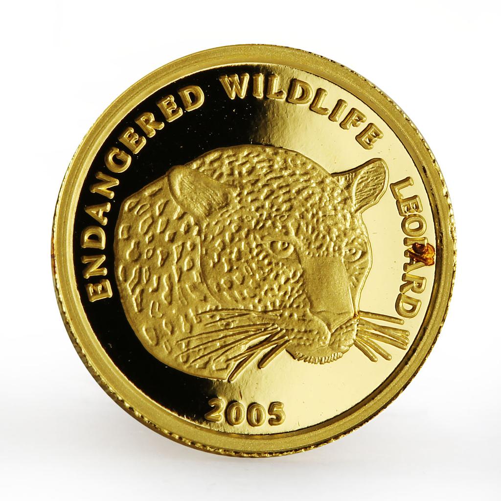 Benin 1500 francs Endangered Wildlife series The Leopard proof gold coin 2005