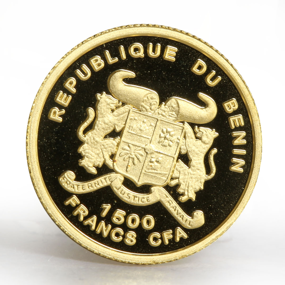 Benin 1500 francs Endangered Wildlife series The Leopard proof gold coin 2005