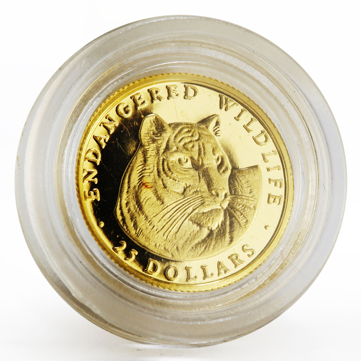 Cook Islands 25 dollars Endangered Animal series The Tiger proof gold coin 1990